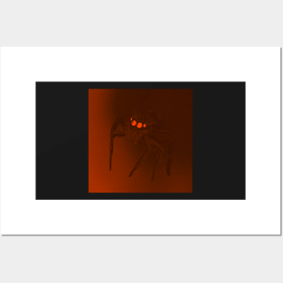 Jumping Spider Drawing V15 (Orange 1) Posters and Art